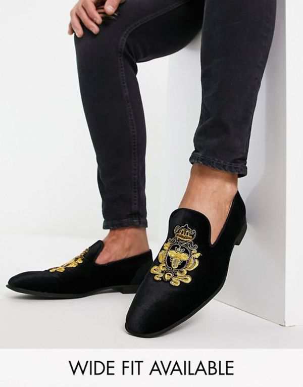 labyrint fingeraftryk Invitere エイソス メンズ スリッポン・ローファー シューズ ASOS DESIGN loafers in black velvet with badge  detail Blackの通販はau PAY マーケット - Revida