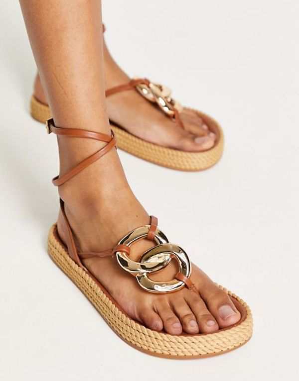 エイソス レディース サンダル シューズ ASOS DESIGN Jellyfish premium leather rope sandals in tan Tan leather