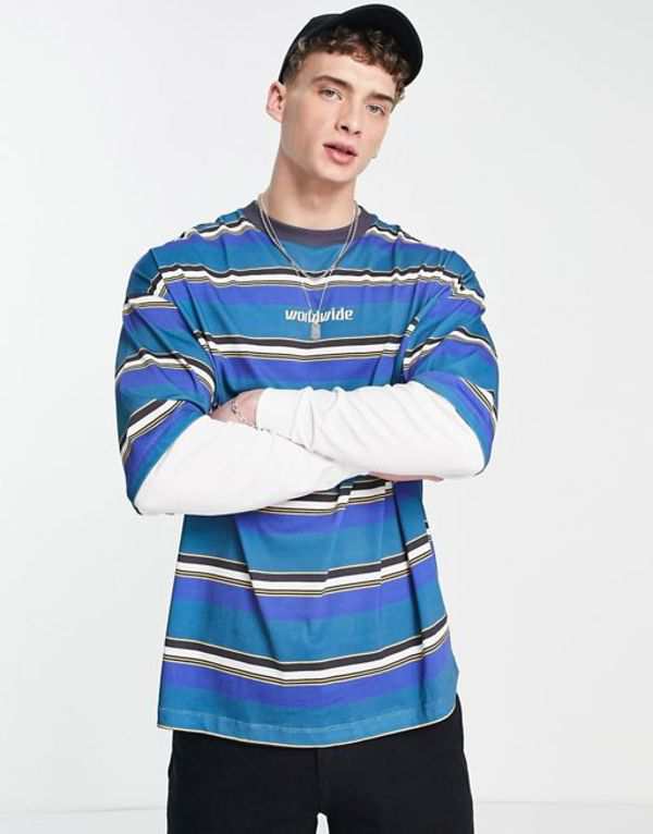 エイソス ASOS DESIGN oversized stripe t-shirt in white and blue