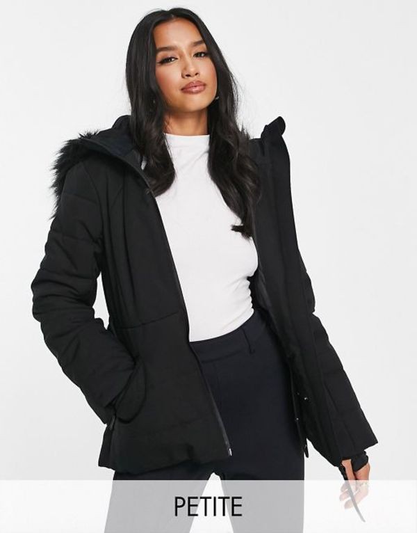 エイソス レディース ジャケット・ブルゾン アウター ASOS 4505 Petite ski belted jacket with faux fur hood Black