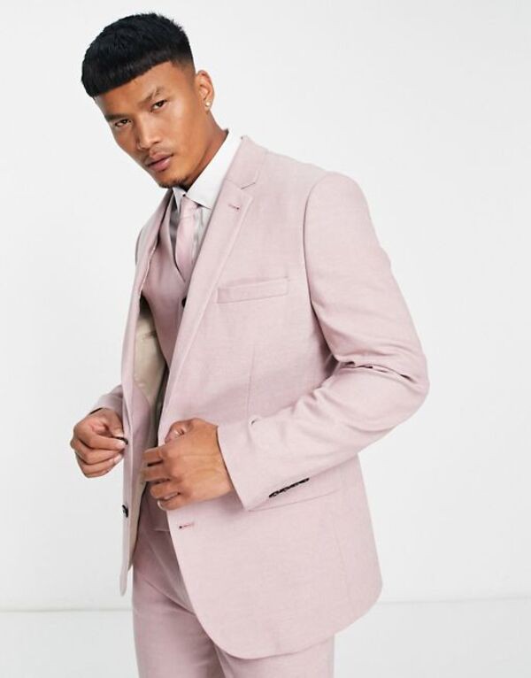 エイソス メンズ ジャケット・ブルゾン アウター ASOS DESIGN smart oxford skinny suit jacket in dusky pink LIGHT PINK