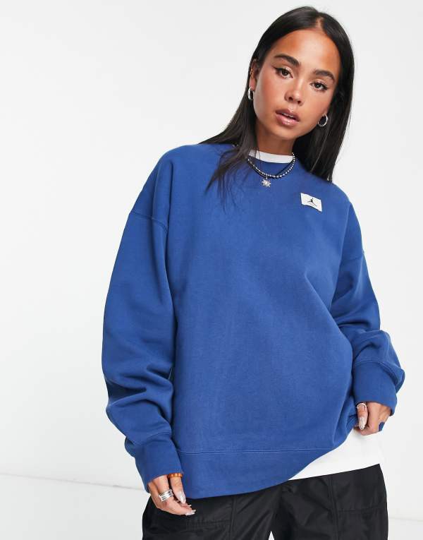 ジョーダン レディース パーカー・スウェット アウター Nike Air Jordan Flight fleece sweatshirt in blue MID BLUE