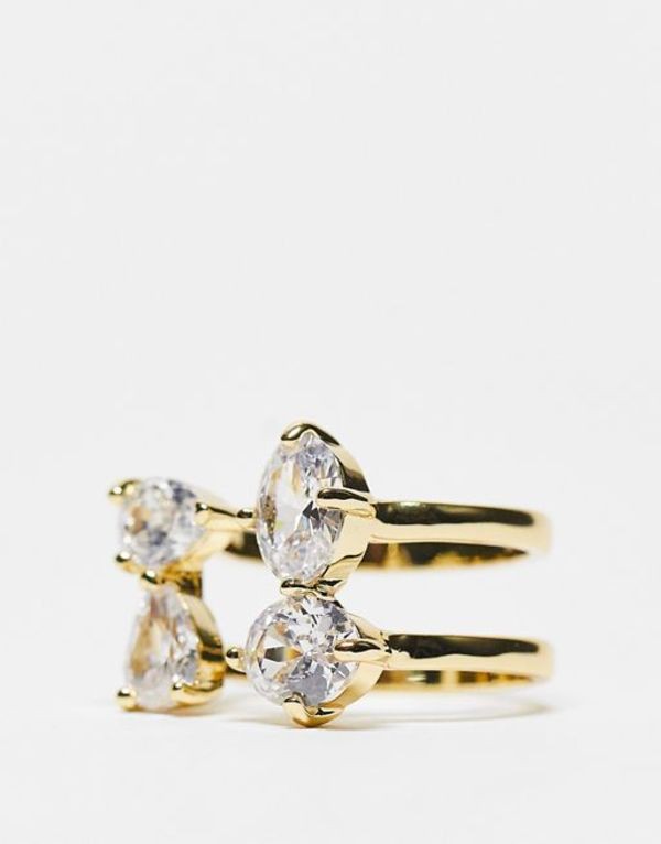 アルド レディース リング アクセサリー ALDO Yerabaen ring with double crystal in gold tone  Gold 通販