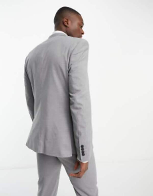 エイソス メンズ ジャケット・ブルゾン アウター ASOS DESIGN slim suit jacket in gray Grayの通販は