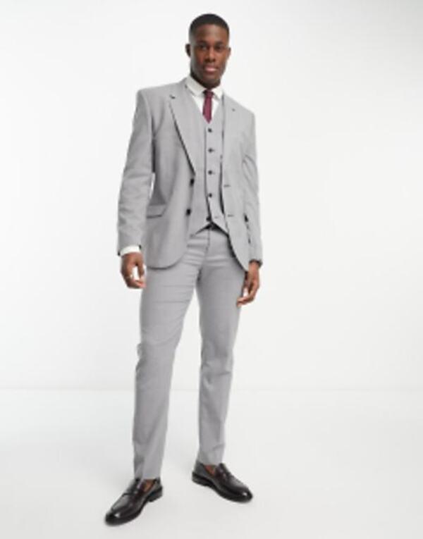 エイソス メンズ ジャケット・ブルゾン アウター ASOS DESIGN slim suit jacket in gray Grayの通販は