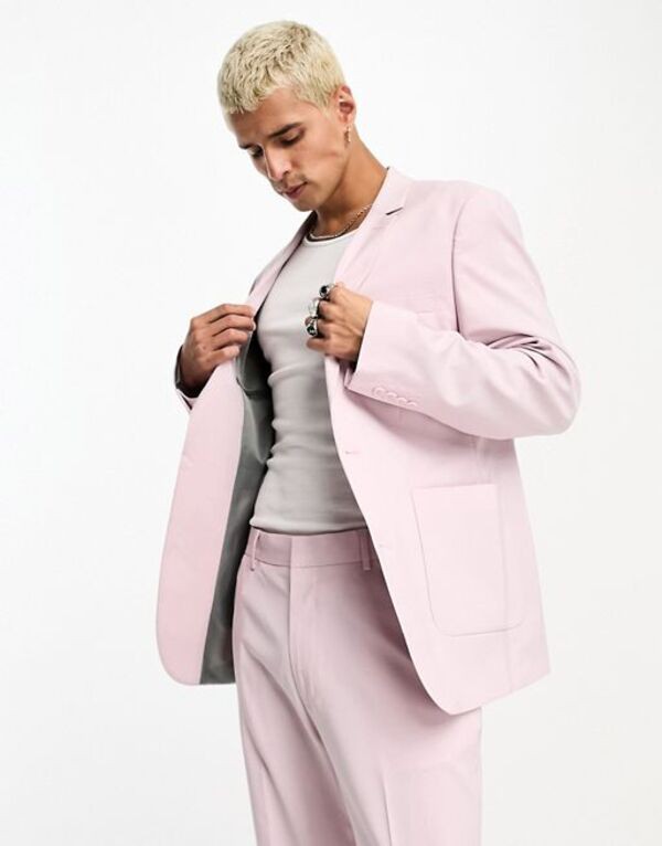 エイソス メンズ ジャケット・ブルゾン アウター ASOS DESIGN skinny suit jacket in lilac PURPLE