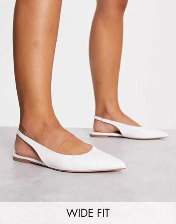 エイソス レディース パンプス シューズ ASOS DESIGN Wide Fit Lala slingback ballet flats in white lizard White lizard