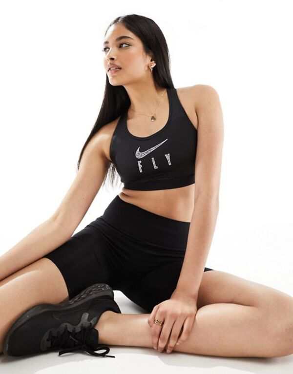 ナイキ レディース ブラジャー アンダーウェア Nike Basketball Dri-FIT Swoosh bra in black Black