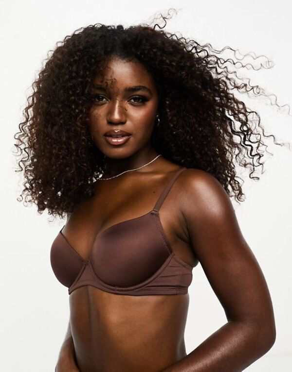 エイソス レディース ブラジャー アンダーウェア ASOS DESIGN microfiber molded t-shirt bra in brown Brown