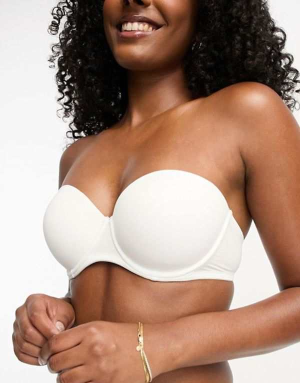 エイソス レディース ブラジャー アンダーウェア ASOS DESIGN microfiber moulded multiway strapless bra in white White