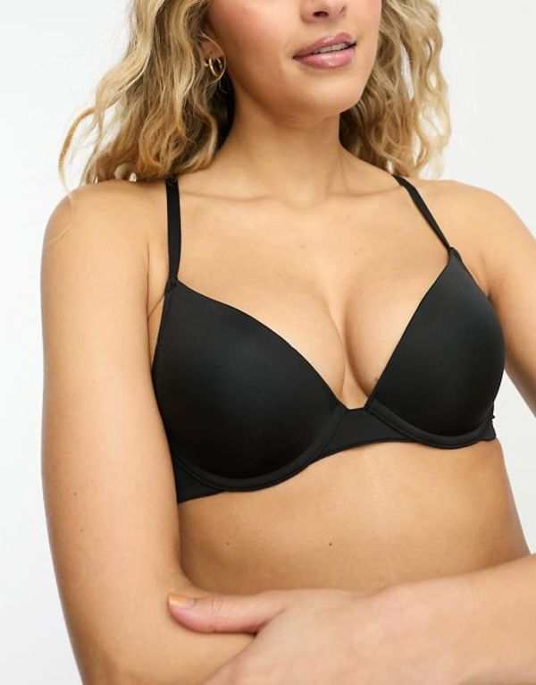 エイソス レディース ブラジャー アンダーウェア ASOS DESIGN microfiber molded push-up bra in black Black