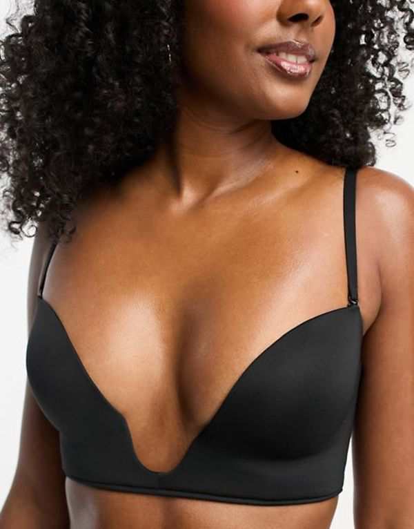 エイソス レディース ブラジャー アンダーウェア ASOS DESIGN microfiber moulded open front plunge bra in black Black