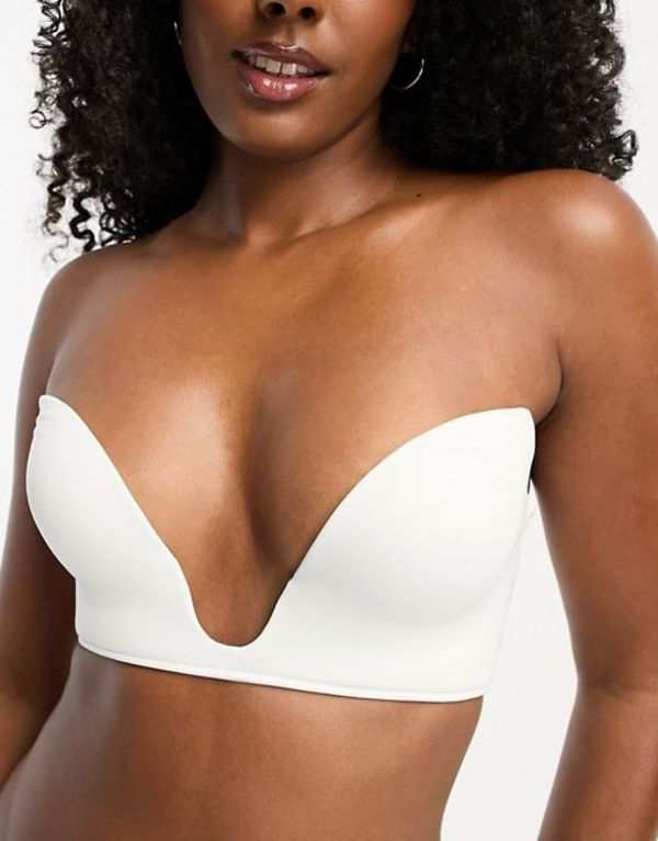 エイソス レディース ブラジャー アンダーウェア ASOS DESIGN microfiber moulded open front plunge bra in white White