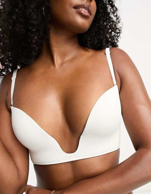 エイソス レディース ブラジャー アンダーウェア ASOS DESIGN microfiber moulded open front plunge bra in white White