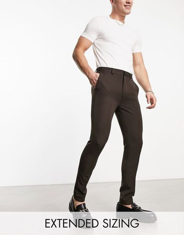 エイソス メンズ カジュアルパンツ ボトムス ASOS DESIGN super skinny smart pants in brown BROWN