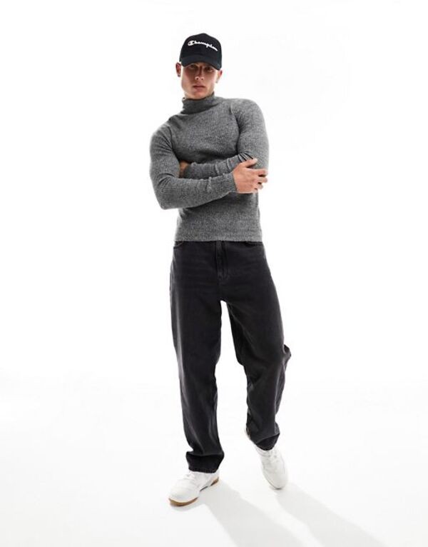 エイソス ASOS DESIGN muscle fit knitted essential rib turtle neck