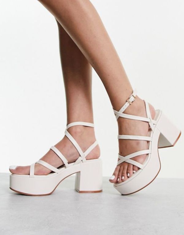 エイソス レディース サンダル シューズ ASOS DESIGN Hoxton chunky mid platforms sandals in white WHITE