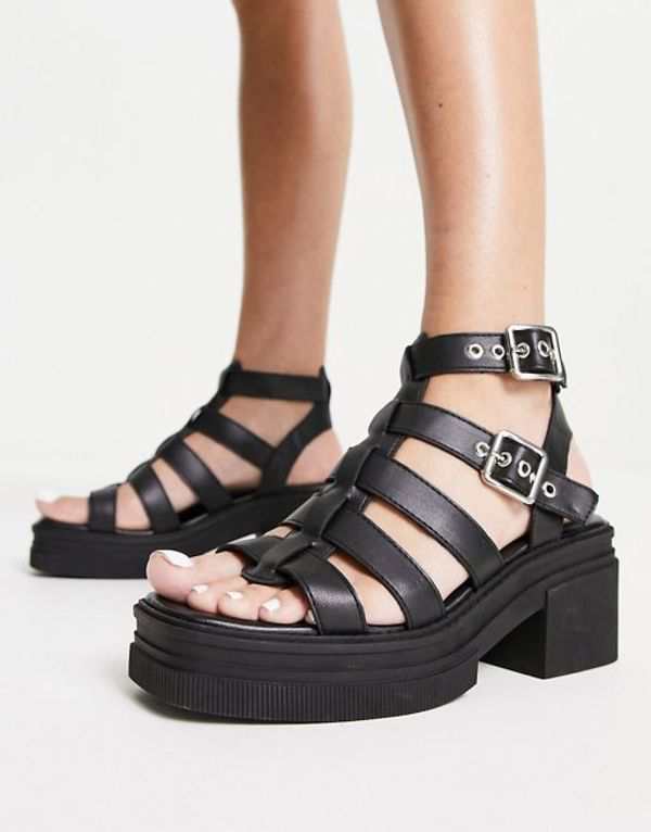 エイソス レディース サンダル シューズ ASOS DESIGN Highway chunky mid heeled sandals in black Black