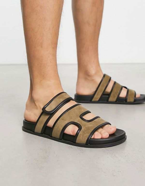 エイソス メンズ サンダル シューズ ASOS DESIGN sandals in khaki Khaki