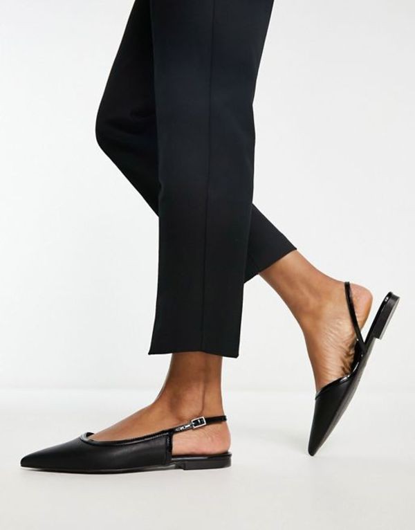 エイソス レディース パンプス シューズ ASOS DESIGN Lane slingback ballet flats in black Black