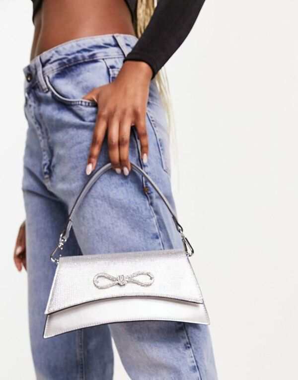 アルド レディース ハンドバッグ バッグ ALDO Adridan embellished bow mini bag in silver Silver