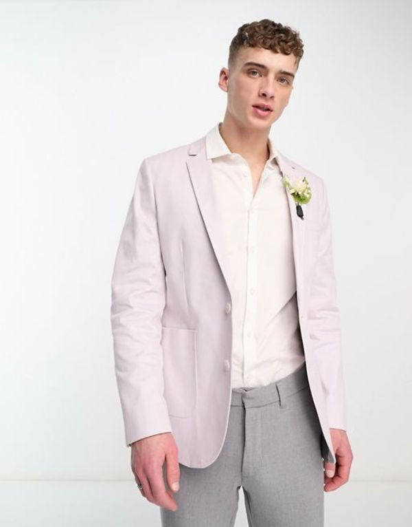 エイソス メンズ ジャケット・ブルゾン アウター ASOS DESIGN wedding skinny cotton blazer in lilac LILAC