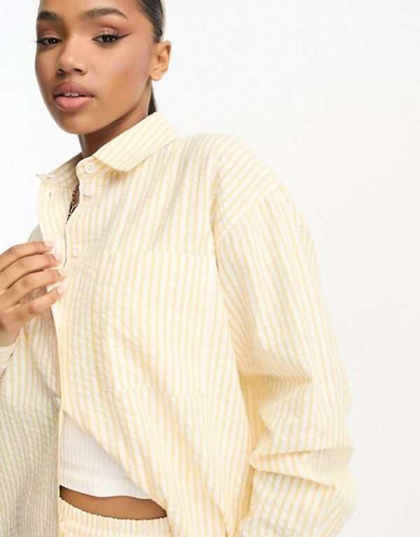 エイソス レディース シャツ トップス ASOS DESIGN oversized shirt in yellow seersucker stripe - part of a set Yellow