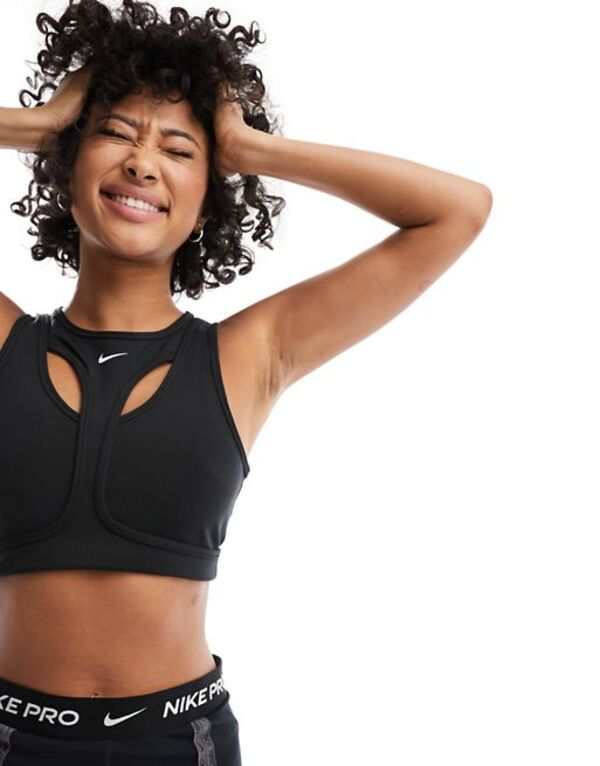 ナイキ レディース ブラジャー アンダーウェア Nike Training Indy sports bra in black Black