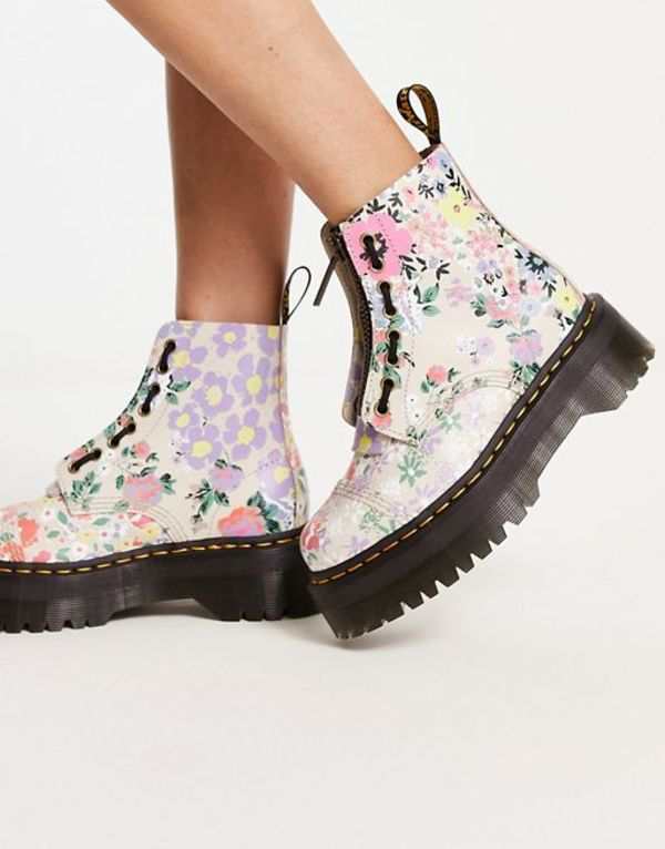 ドクターマーチン レディース ブーツ・レインブーツ シューズ Dr Martens Sinclair flatform boots in floral mash up Floral mash up