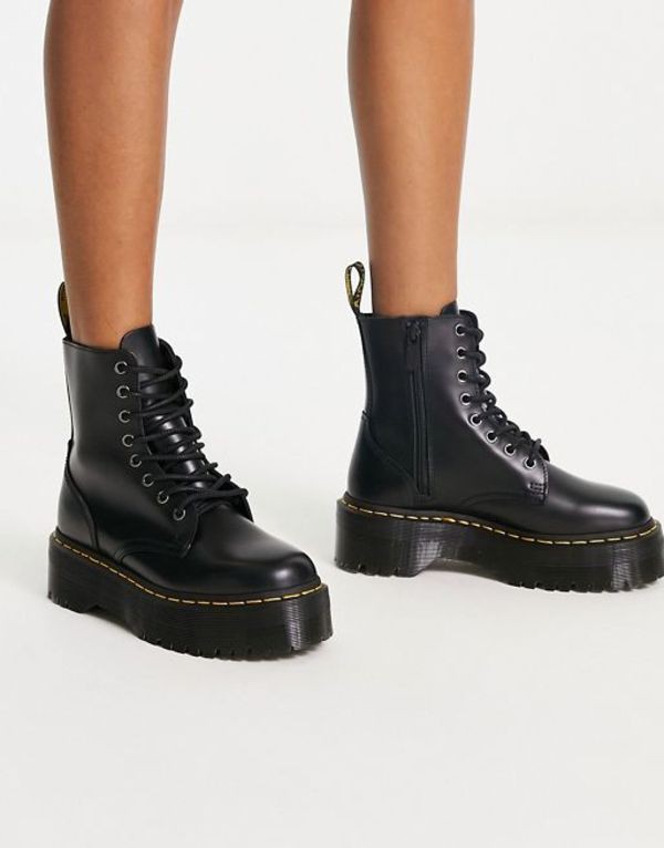 ドクターマーチン レディース ブーツ・レインブーツ シューズ Dr Martens Jadon flatform leather boots in black Black