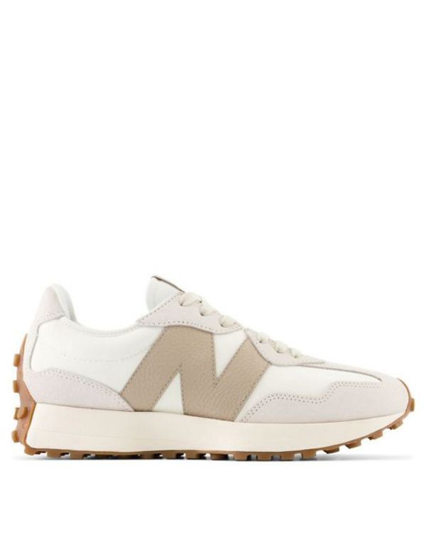 ニューバランス レディース スニーカー シューズ New Balance 327 sneakers in white & tan WHITE