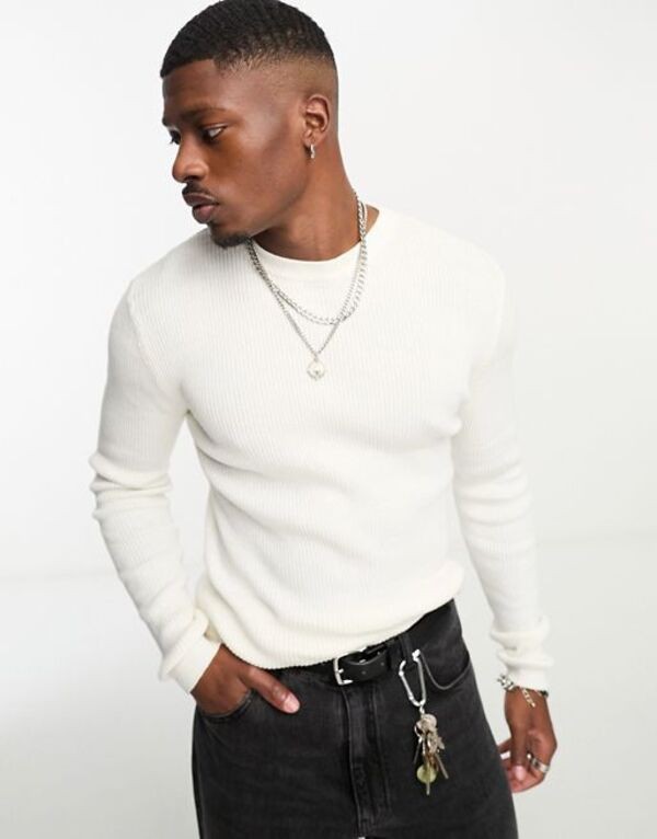 エイソス ASOS DESIGN muscle fit knitted essential rib jumper in