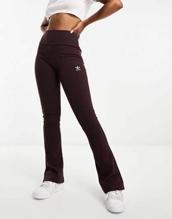 アディダス レディース カジュアルパンツ ボトムス adidas Originals Essentials ribbed flared pants in brown Purple