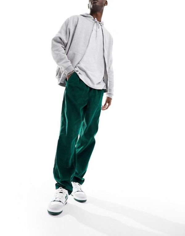 エイソス メンズ カジュアルパンツ ボトムス ASOS DESIGN baggy corduroy pants in green GREEN