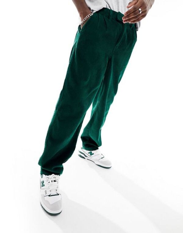 エイソス メンズ カジュアルパンツ ボトムス ASOS DESIGN baggy corduroy pants in green GREEN