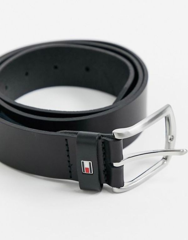 トミー ヒルフィガー メンズ ベルト アクセサリー Tommy Hilfiger new denton 3.5cm leather belt in black Black