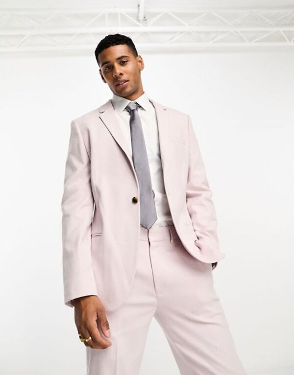 エイソス メンズ ジャケット・ブルゾン アウター ASOS DESIGN slim oxford suit jacket in dusty pink PINK