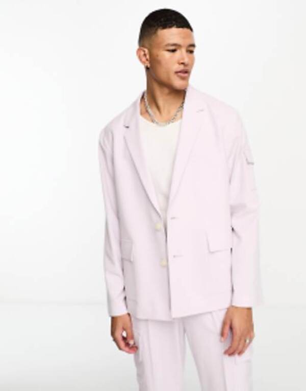 エイソス メンズ ジャケット・ブルゾン アウター ASOS DESIGN oversized suit jacket in pale pink LIGHT PINK