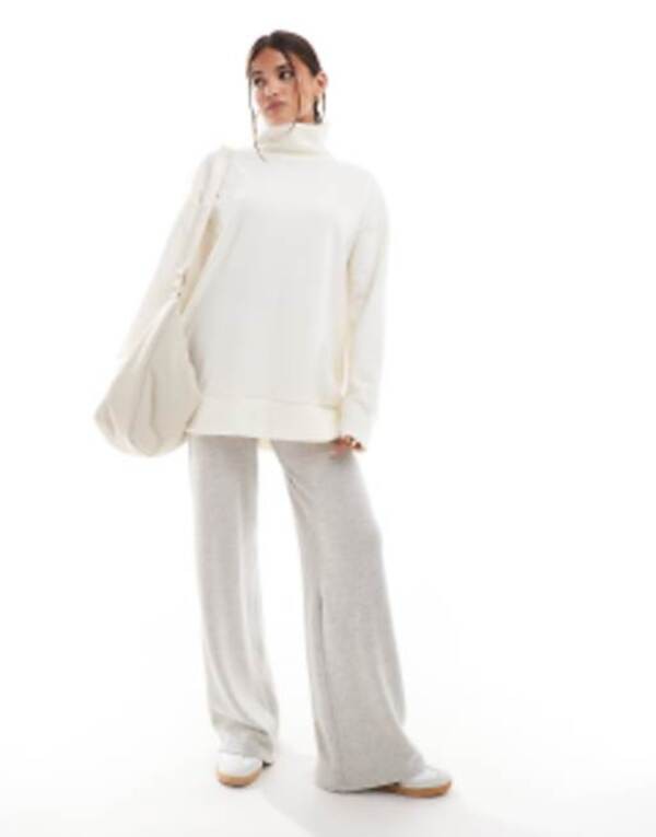 エイソス レディース ニット・セーター アウター ASOS DESIGN super soft long line roll neck in winter white - part of a set Winter