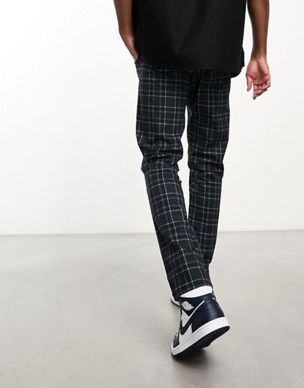 エイソス メンズ カジュアルパンツ ボトムス ASOS DESIGN slim chinos in navy check print Navy