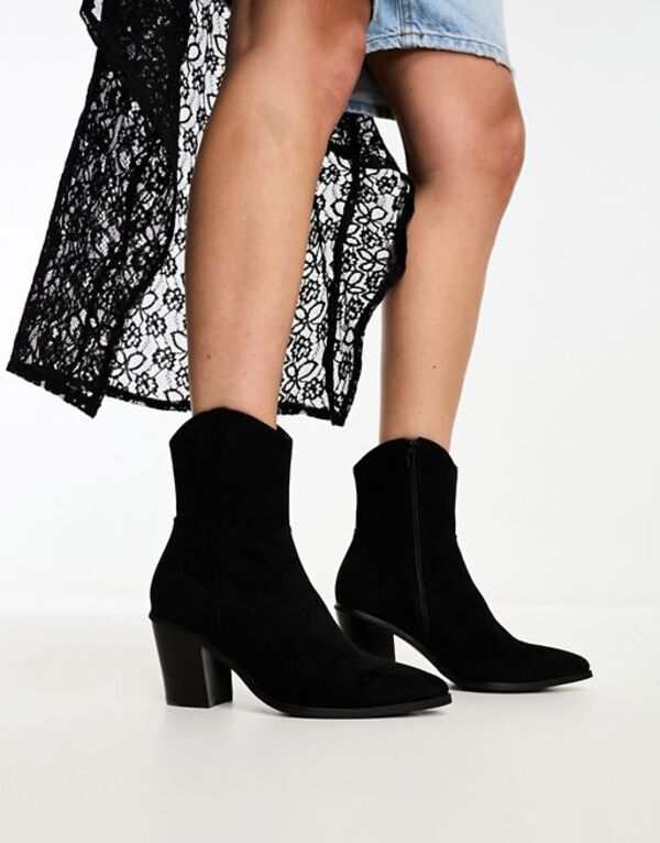 エイソス レディース ブーツ・レインブーツ シューズ ASOS DESIGN Rational heeled western boots in black Black