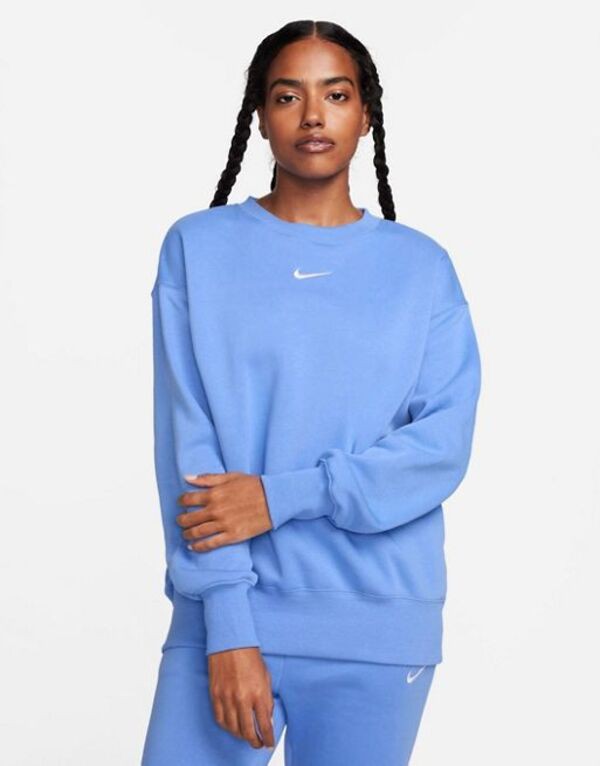 ナイキ レディース Tシャツ トップス Nike Phoenix Fleece oversized sweatshirt in blue BLUE