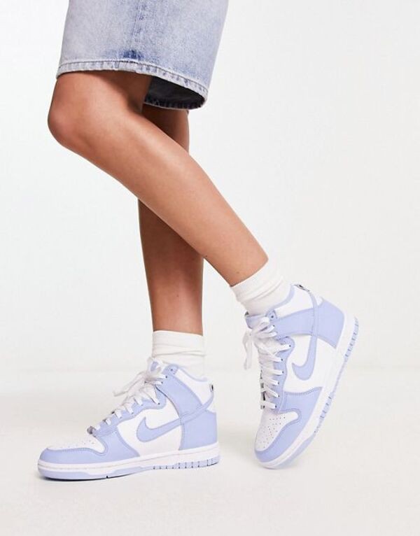 ナイキ レディース スニーカー シューズ Nike Dunk High premium sneakers in white and blue WHITE