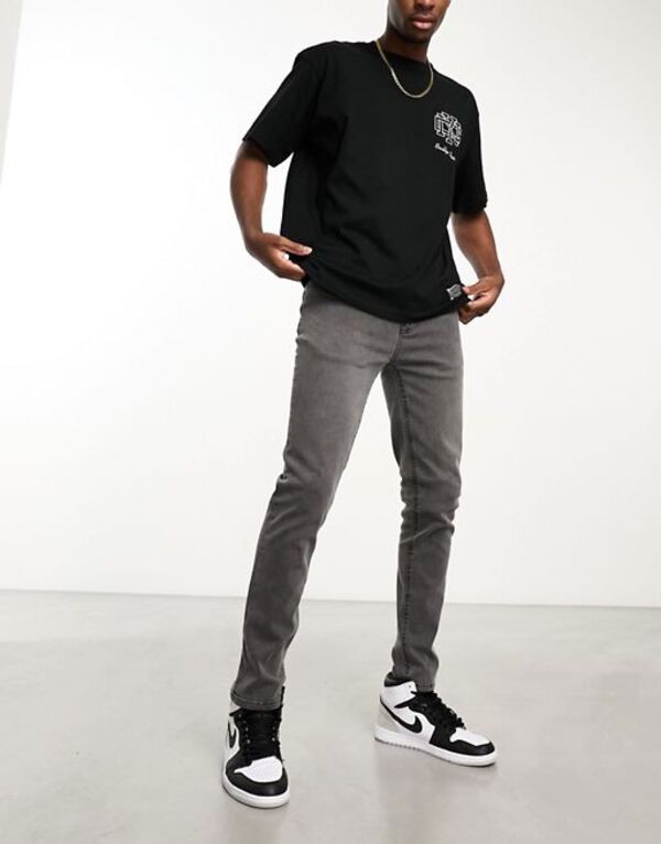 エイソス メンズ デニムパンツ ボトムス ASOS DESIGN skinny jeans in black wash WASHED BLACK