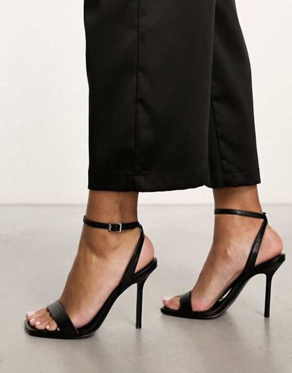 エイソス レディース サンダル シューズ ASOS DESIGN Nali barely there heeled sandals in black PU Black