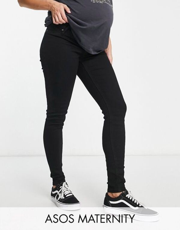 エイソス レディース デニムパンツ ボトムス ASOS DESIGN Maternity skinny jean with over bump in black Black