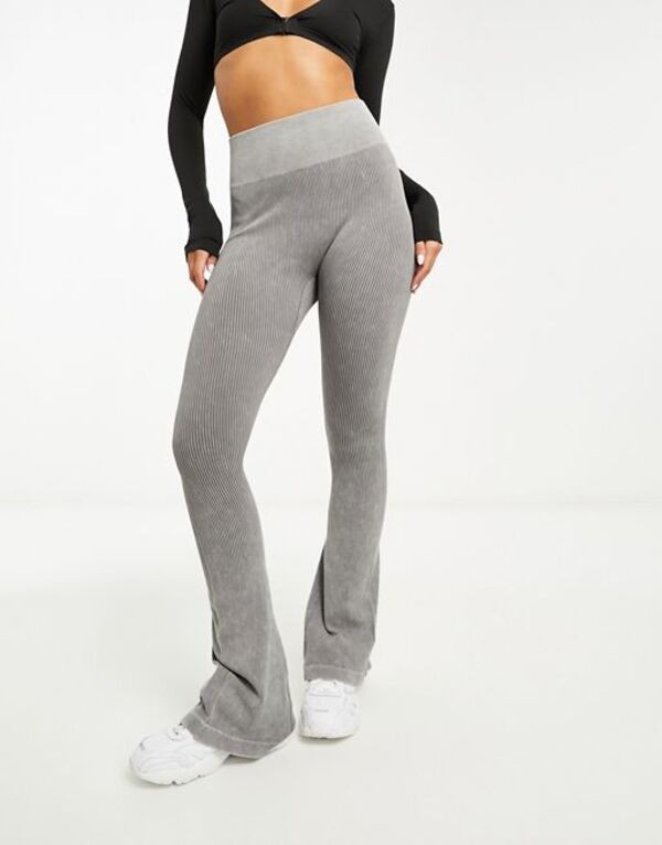 エイソス レディース レギンス ボトムス ASOS DESIGN seamless ribbed flare legging in washed charcoal - part of a set CHARCOAL