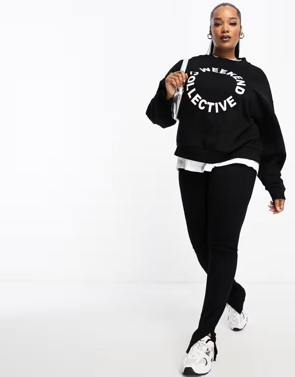 エイソス レディース レギンス ボトムス ASOS DESIGN Curve legging with side split in black Blackの通販は 6,208円