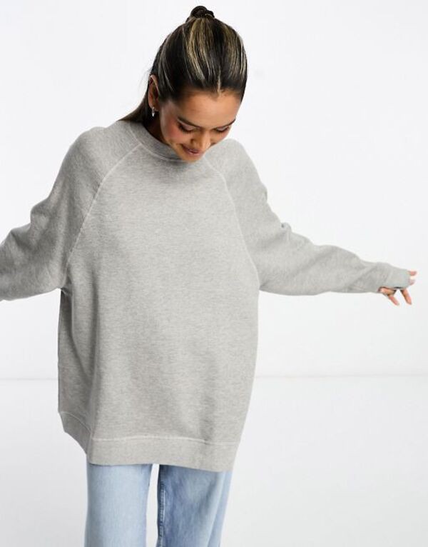 エイソス レディース パーカー・スウェット アウター ASOS DESIGN heavyweight oversized sweatshirt in gray heather Gray Heather