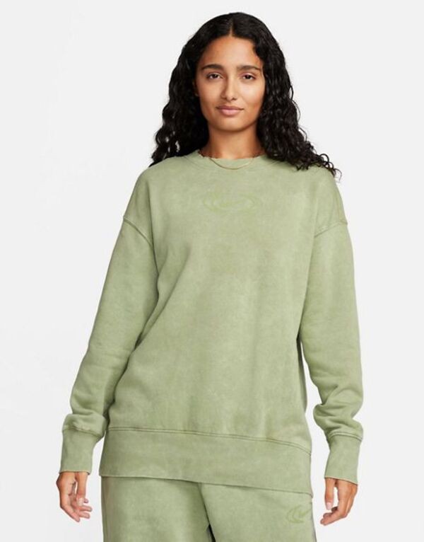 ナイキ レディース パーカー・スウェット アウター Nike Phoenix sweatshirt in washed green Washed green